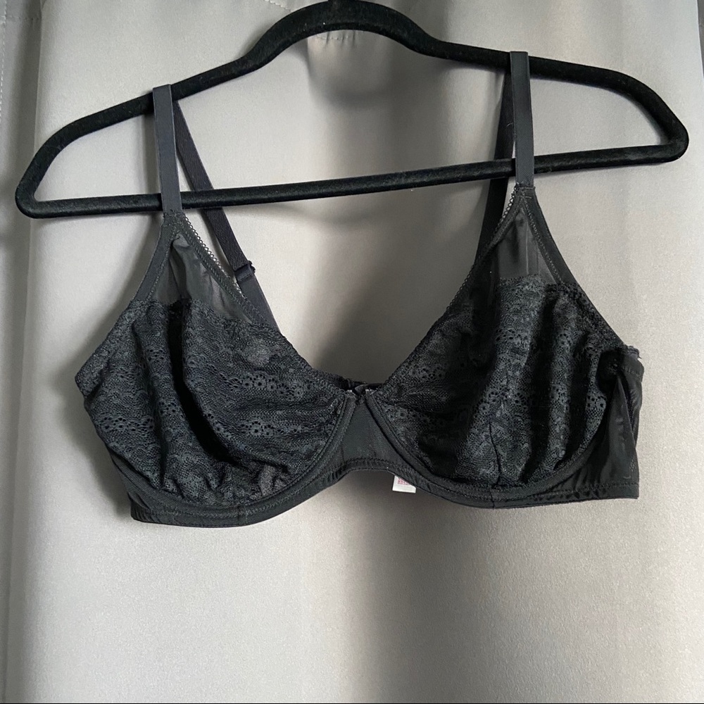 Xhilaration Unlined T-Shirt Bra Black Lace 38C